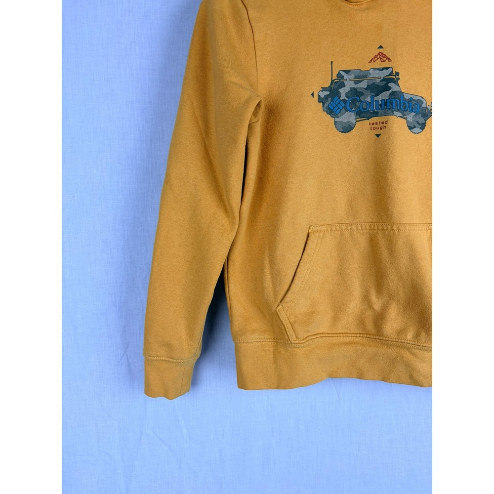 Columbia Mustard Yellow Graphic Hoodie Jeep Tough Pullover Boys M Sweatshirt - Picture 6 of 12